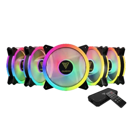 Gamdias Aeolus M2-1205R 120mm ARGB 5 Case Fan Pack