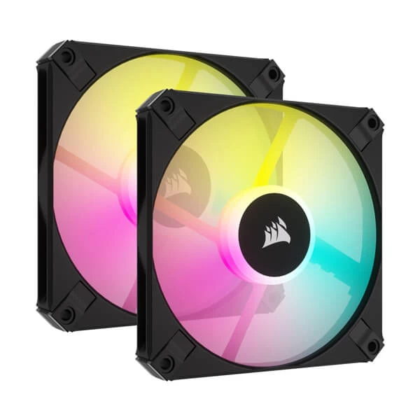 Corsair ICUE AF120 RGB SLIM 120mm Black Twin Pack Cabinet Fan Corsair ICUE AF120 RGB SLIM 120mm Black Twin Pack Cabinet Fan