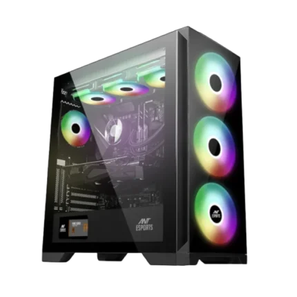 Ant Esports ICE-590TG ARGB (E-ATX) Mid Tower Gaming Cabinet Black