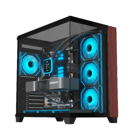 Ant Esports Crystal Wood (ATX) Mid Tower Cabinet - Black