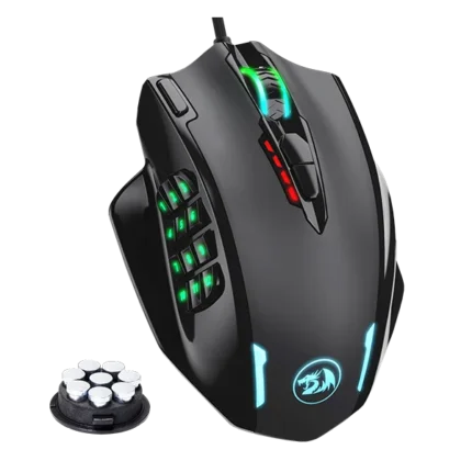 Redragon Impact M908 RGB MMO Laser Wired Gaming Mouse with Weights - Black