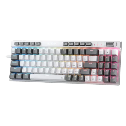 Redragon K655 Magicwand SE 75% Wired Mechanical Keyboard with Red Switch - White and Grey