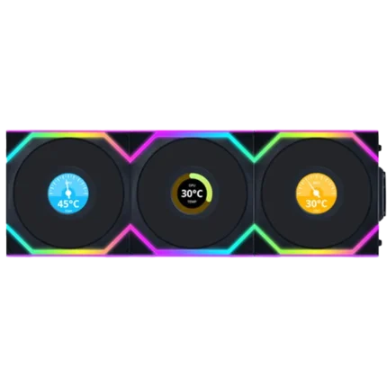 Lian Li 120mm UNI FAN SL Wireless LCD ARGB Black Forward Blade Case Fan - Triple PackLian Li 120mm UNI FAN SL Wireless LCD ARGB Black Forward Blade Case Fan - Triple Pack