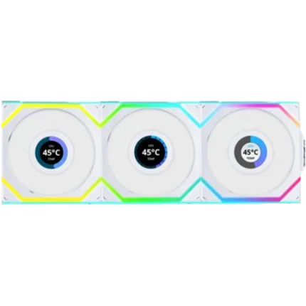 Lian Li 120mm UNI FAN SL Wireless LCD ARGB White Forward Blade Case Fan - Triple Pack