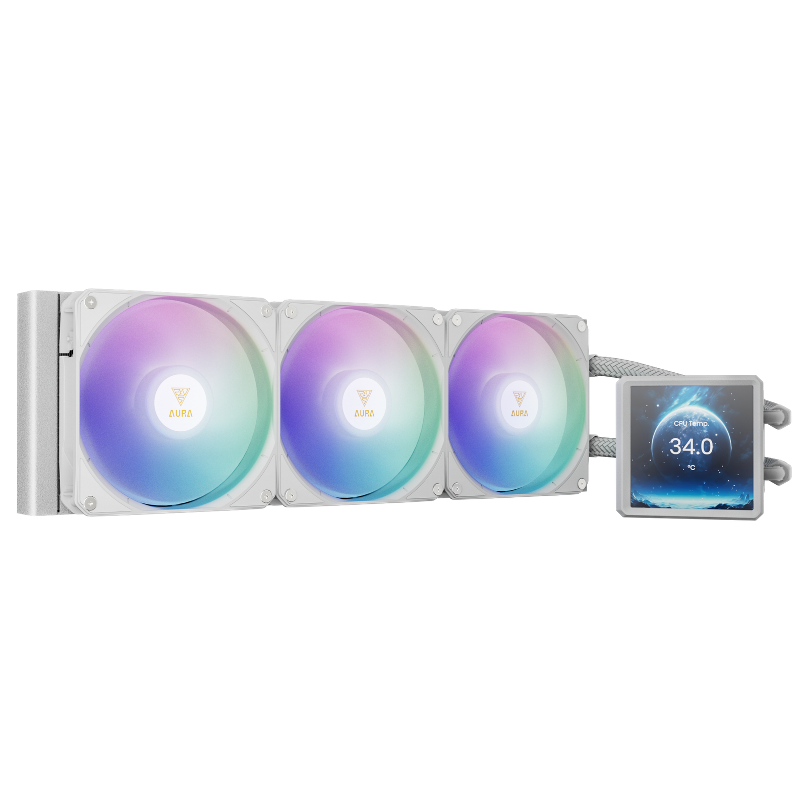Gamdias AURA GL360 LCD White ARGB CPU Liquid Cooler Gamdias AURA GL360 LCD White ARGB CPU Liquid Cooler